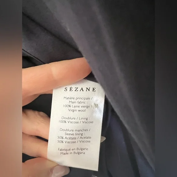 Sezane Will Jacket 100% Wool Blue Ochre Size M - Picture 6 of 6